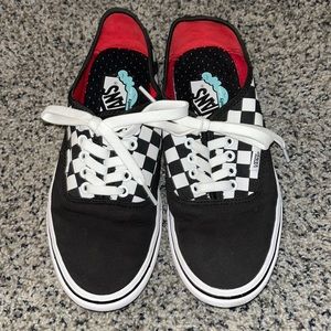 Black and White checkered tie vans